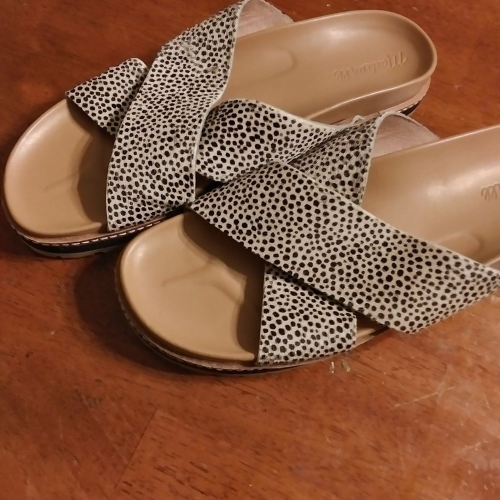 New Madewell Shoes The Dayna Lugsole Slide Sandal Black/Tan Sz 11